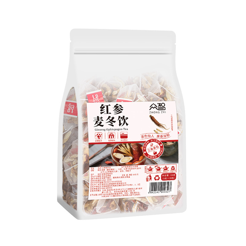 Red Ginseng Ophiopogon Herbal Tea Hong Shen Mai Dong Yin 5g x 20 Bags Daily Wellness Brew - Image 5