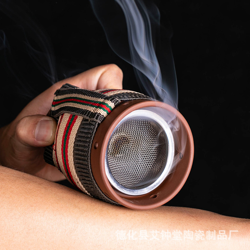 Moxa Burner Cup Ceramic Moxibustion Device with Double Layer Heat Protection for Home Warming Use - Image 3