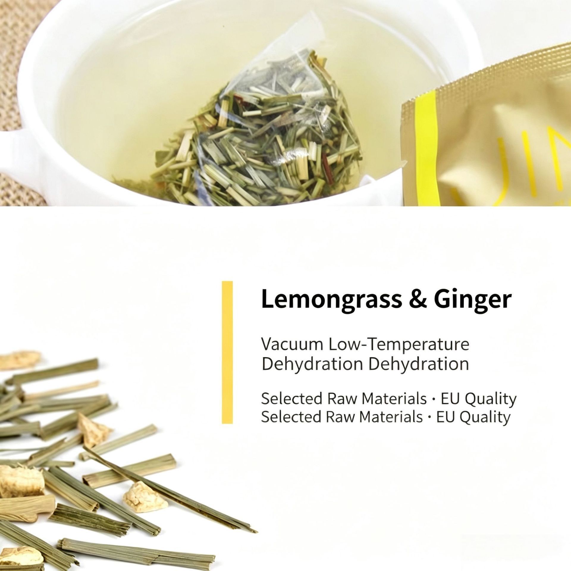 Lemongrass Turmeric Ginger Tea Bags 2g x 30 Pyramid Sachets Sugar Free Herbal Infusion - Image 2
