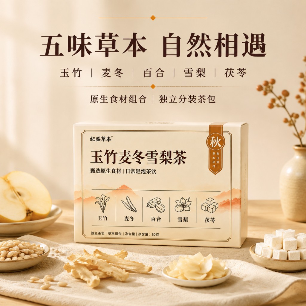 Yu Zhu Xue Li Mai Dong Herbal Tea Blend Triangle Tea Bags 60g Sugar Free Autumn Winter Brew - Image 3