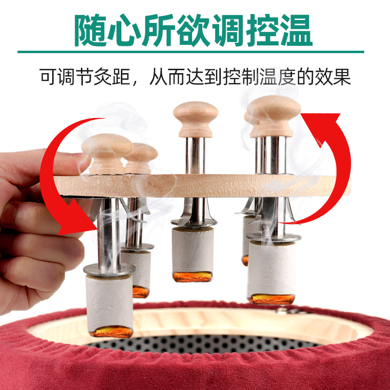Smokeless Moxa Stick Box Wooden Moxibustion Device for Home Use Waist Abdomen Back Neck 54 Rolls - Image 3