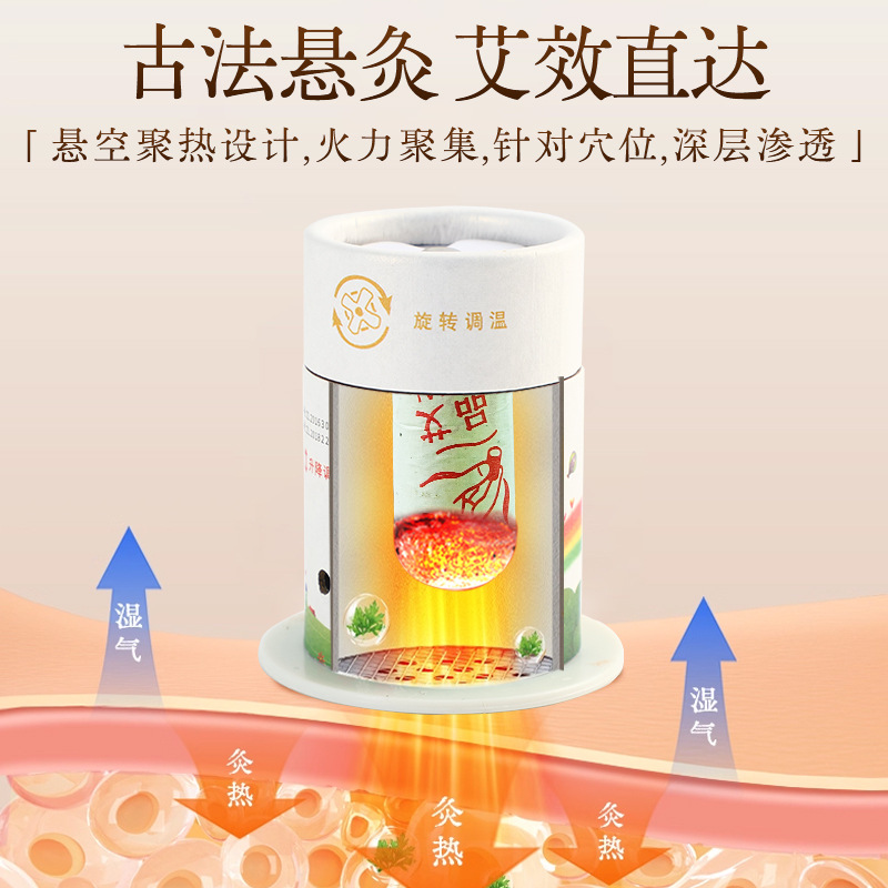 Children Hanging Moxa Tube Moxibustion Box with Filter for Home Use Stomach Care 60 Adhesive Patches - Image 2