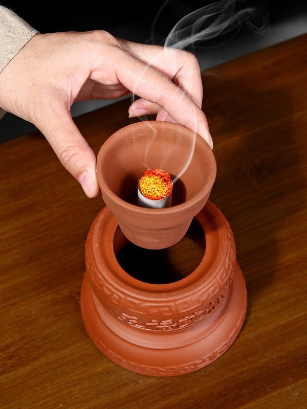 Purple Clay Moxibustion Jar Wuyin Yin Yang Cup Portable Navel Moxa Burner for Home Massage and Warming Therapy - Image 2