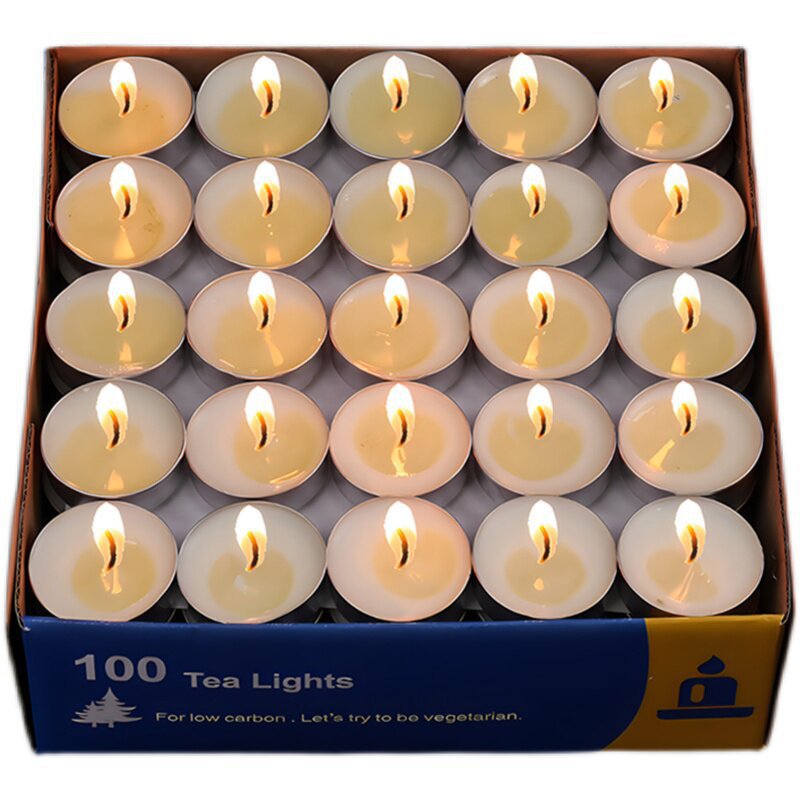 Smokeless Tealight Candles 4 Hour Burn Round White Wax for Tea Warming Aromatherapy and Ambiance 100 Pack - Image 5