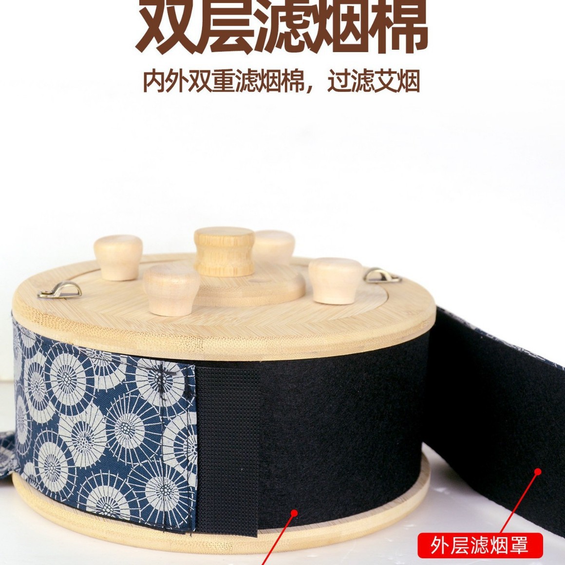 Wooden Moxa Box Zusanli Moxibustion Burner Portable Belly and Abdomen Warming Tool with Strap - Image 4