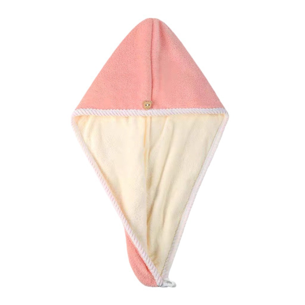 Double Layer Coral Fleece Hair Drying Cap Thick Super Absorbent Quick Dry Bath Hat Pink - Image 5