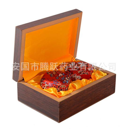 Wooden Gold-Trim Hexagonal Pill Box Two-Pill Chinese Medicine Gift Box Vintage MDF Storage Case - Image 3