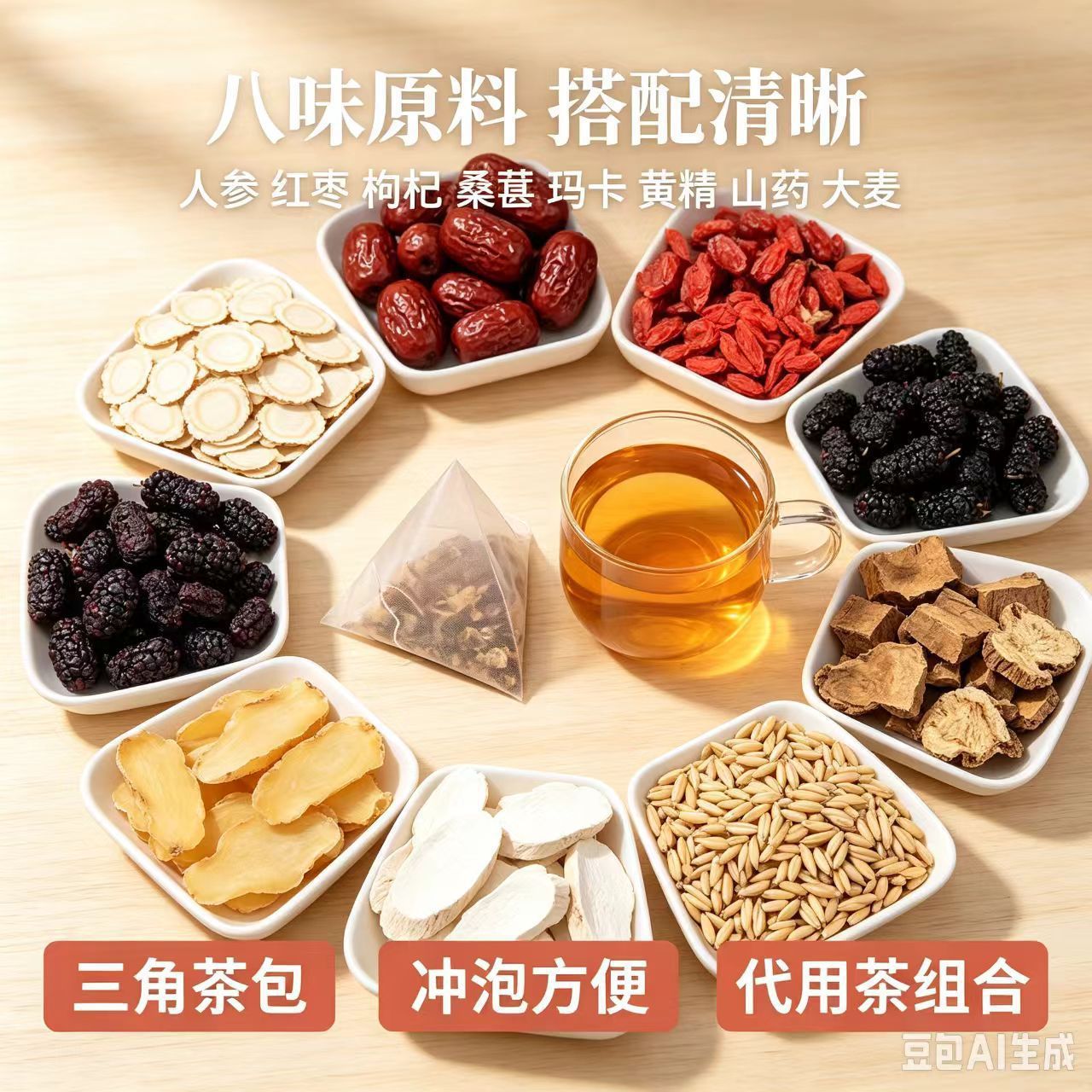 Ginseng Eight Treasure Tea Ren Shen Ba Bao Cha 150g Bagged Herbal Tea Blend 30 Teabags Sugar Free Cold Brew - Image 4