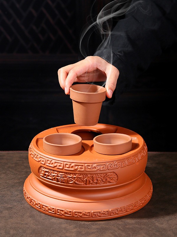 Purple Clay Navel Moxibustion Jar Wufu Ceramic Hanging Moxa Box Meridian Wellness Portable Moxibustion Tool - Image 2