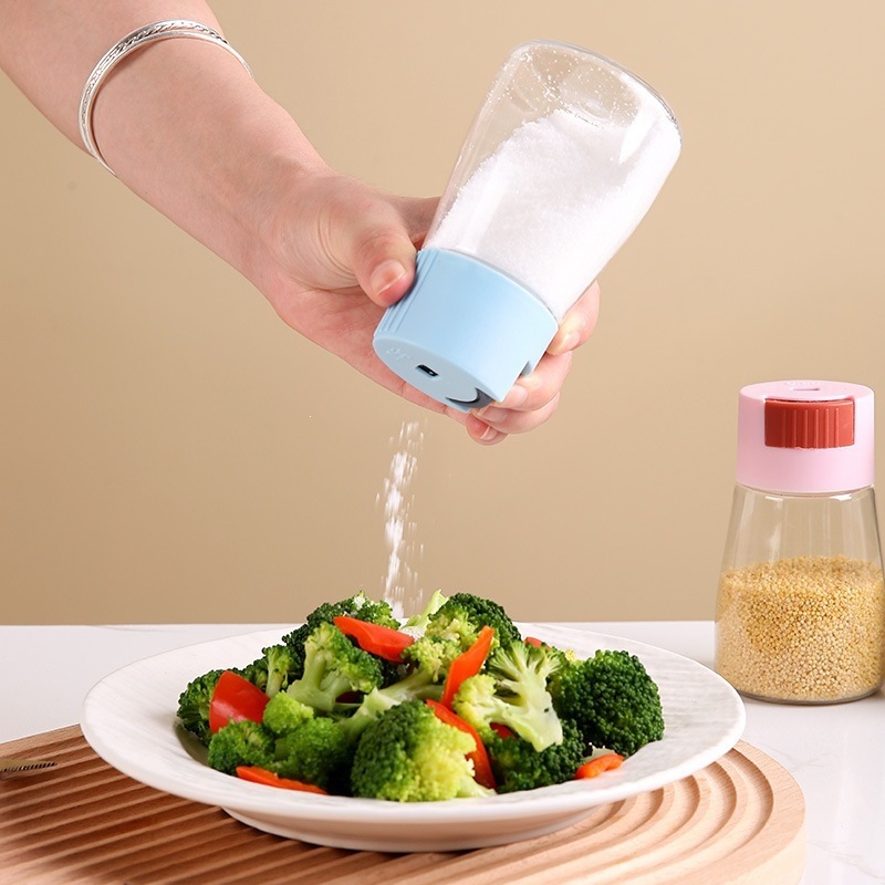 Press-Dispense Salt Seasoning Jar Pink Hexagonal Sealed Kitchen Condiment Bottle for Home Cooking - Image 2