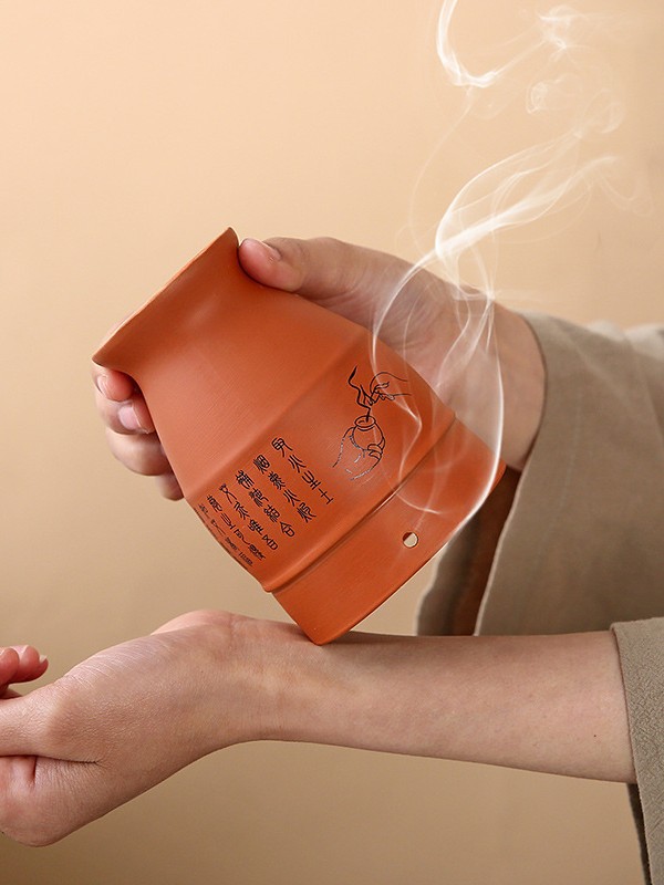 Purple Clay Moxibustion Jar with Gua Sha Cup Function Portable Warm Therapy Device for Home Use 280g - Image 2