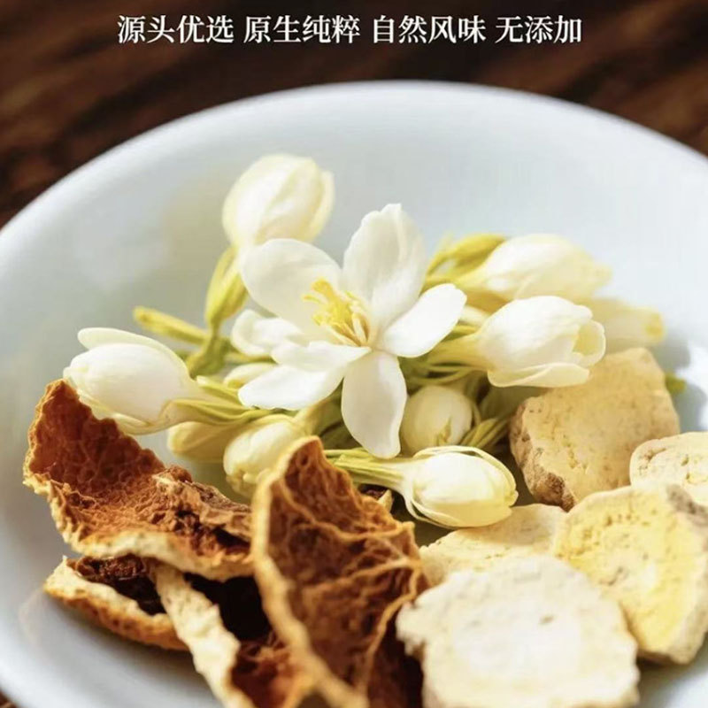 Jasmine Poria Chenpi Tea (Jasmine, Poria, Aged Tangerine Peel) — Triangle Tea Bags for Daily Wellness - Image 3