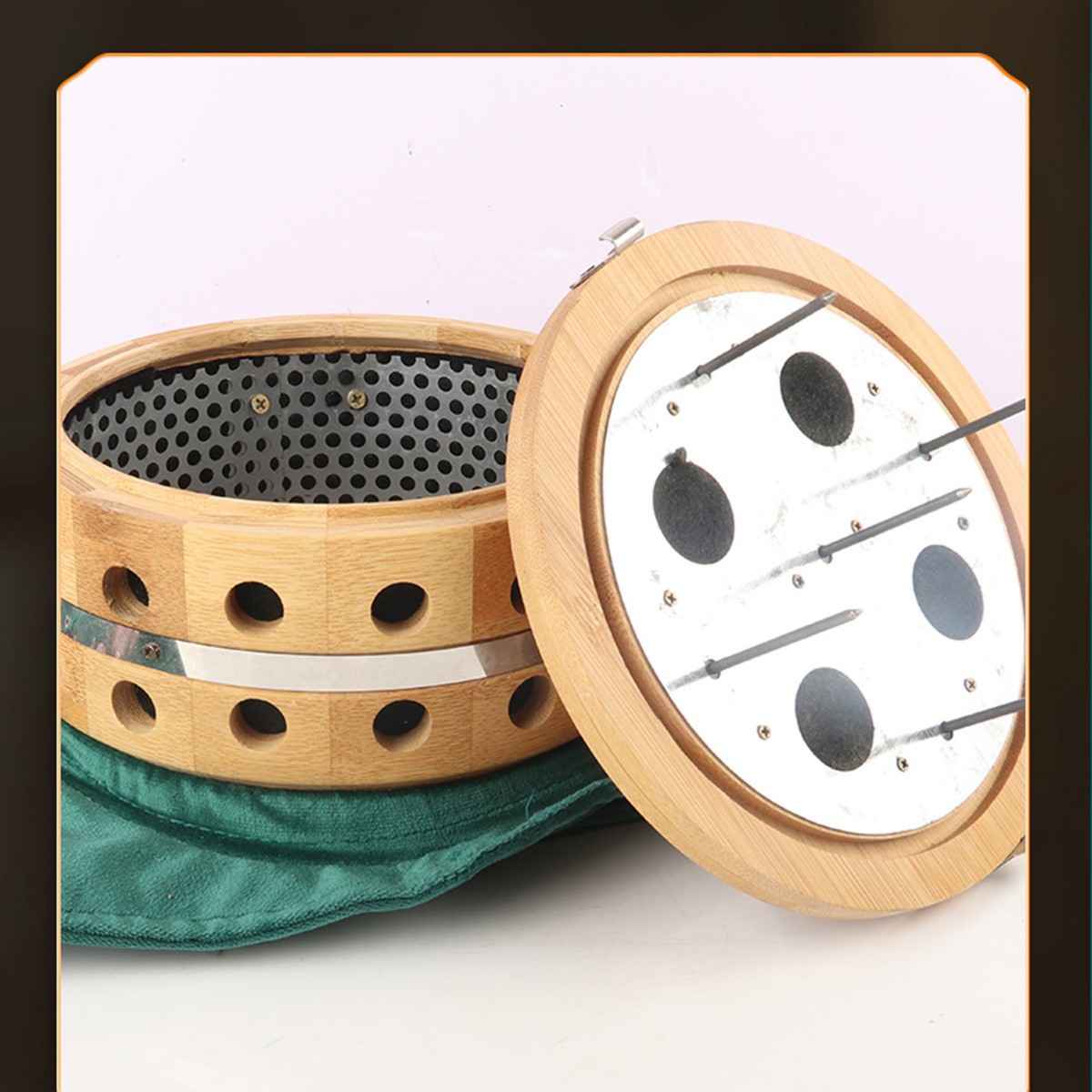 Five-Needle Moxibustion Box Thunder-Fire Moxa Jar for Abdomen and Waist Warm Suspended Moxibustion Embroidered Gift Set 5cm Moxa Sticks - Image 4
