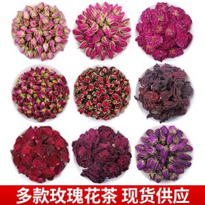 Rose Buds & Petals (Rosa spp.) — Pingyin, Golden-Edged, French Pink & Crimson Rose Herbal Tea