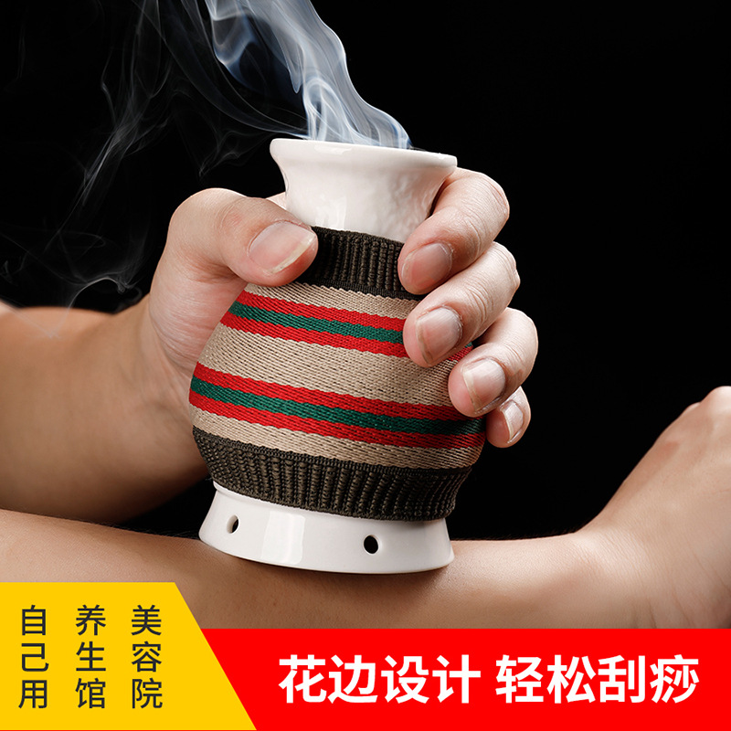 Ceramic Jade Pot Moxibustion Jar with Gua Sha Cup Portable Warm Therapy Device for Home Spa Wellness - Image 4