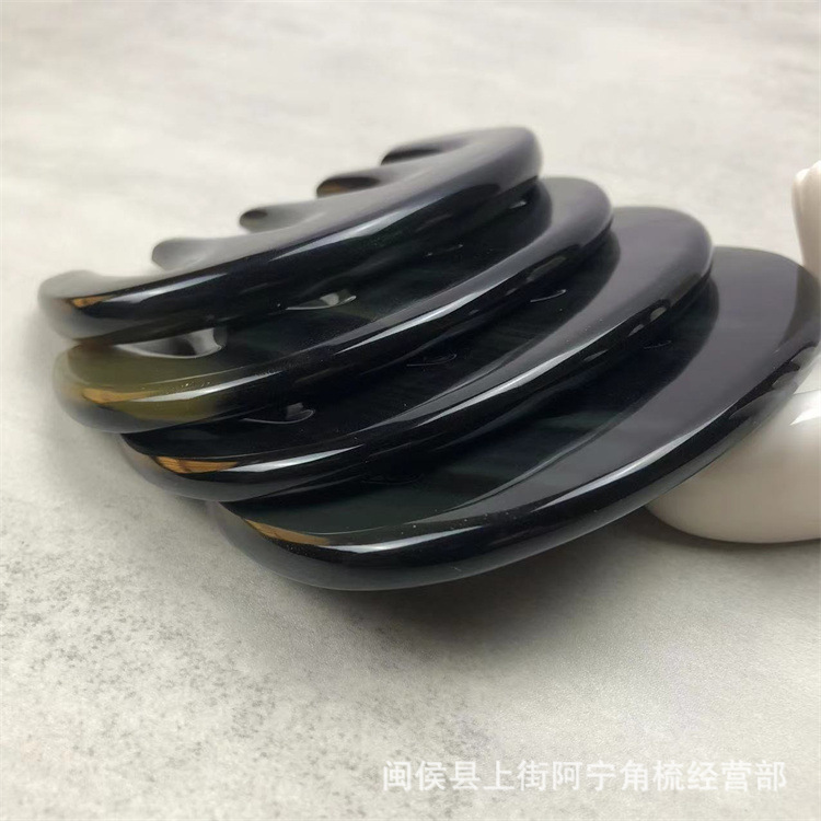 Water Buffalo Horn Five-Tooth Gua Sha Comb Black Horn Scalp Massage Comb Meridian Comb Under 10cm - Image 3