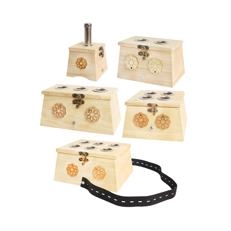 Wooden Moxibustion Box 6 Hole Oak Moxa Warmer Portable Home Moxibustion Device - Image 5