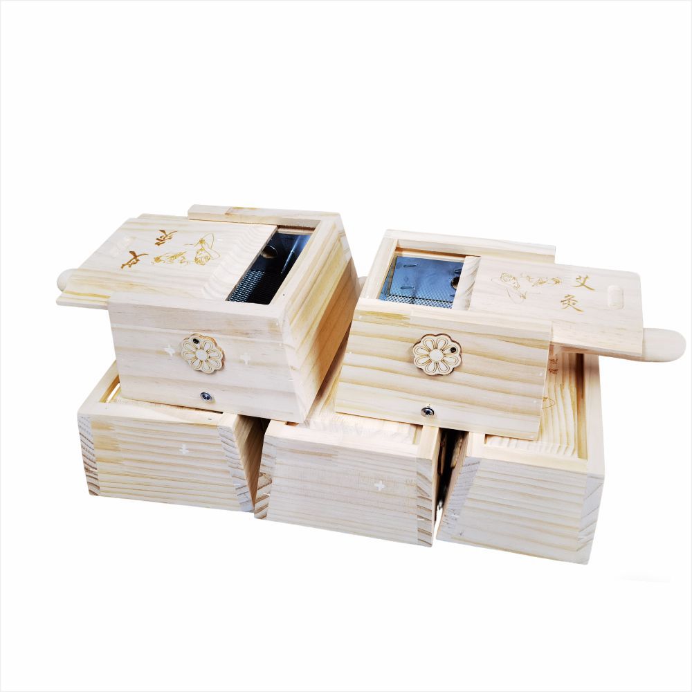 Wooden Moxibustion Box Portable Moxa Warmer with 54 Moxa Cones Smokeless Warming Device - Image 5