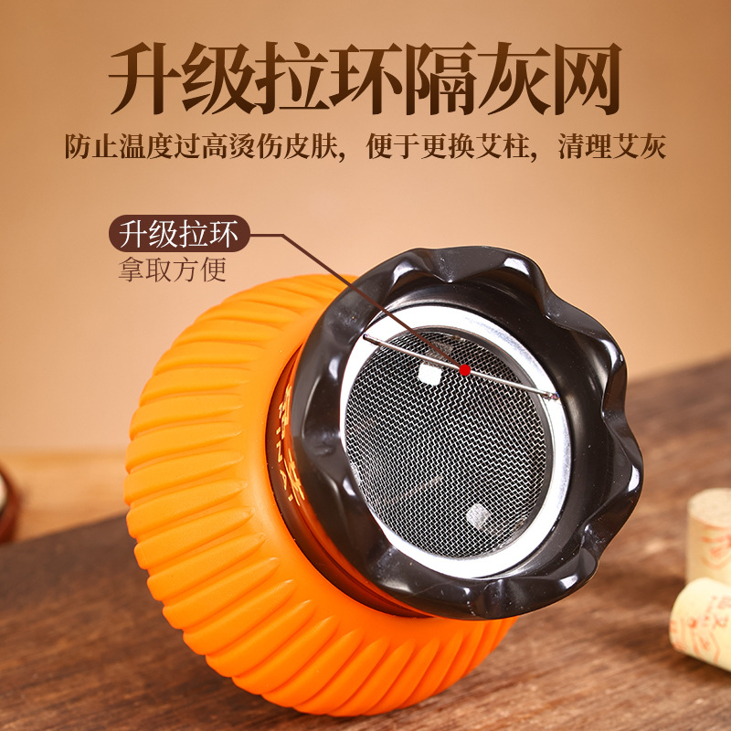 Fire Dragon Cup Bian Stone Moxibustion Jar Portable Gua Sha Massage Tool with 9 Red Flower Moxa Cones - Image 4