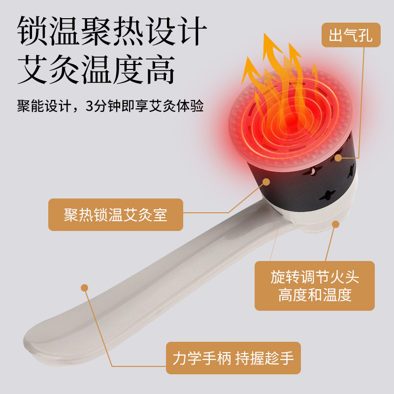 Handheld Moxibustion Box Portable Moxa Roll Warmer with 108 Moxa Sticks Essential Oils Tweezers Acupoint Chart - Image 4