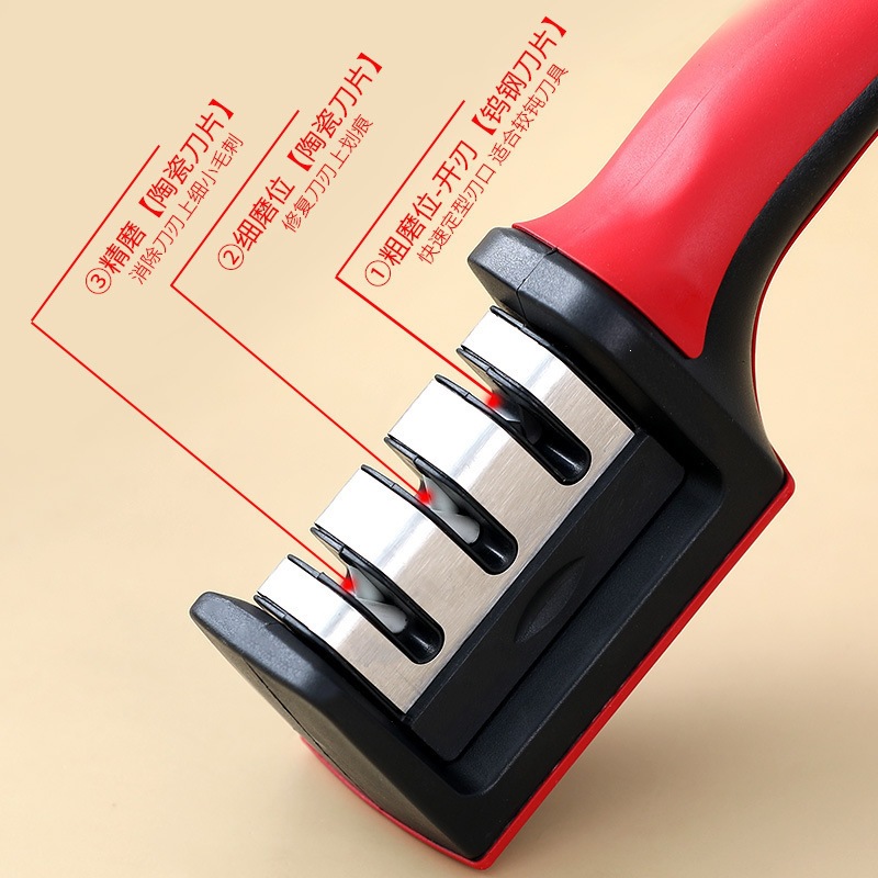 4-Stage Knife Sharpener Stainless Steel Rod Handle Multi-Function Home Kitchen Sharpening Tool 120g - Image 3