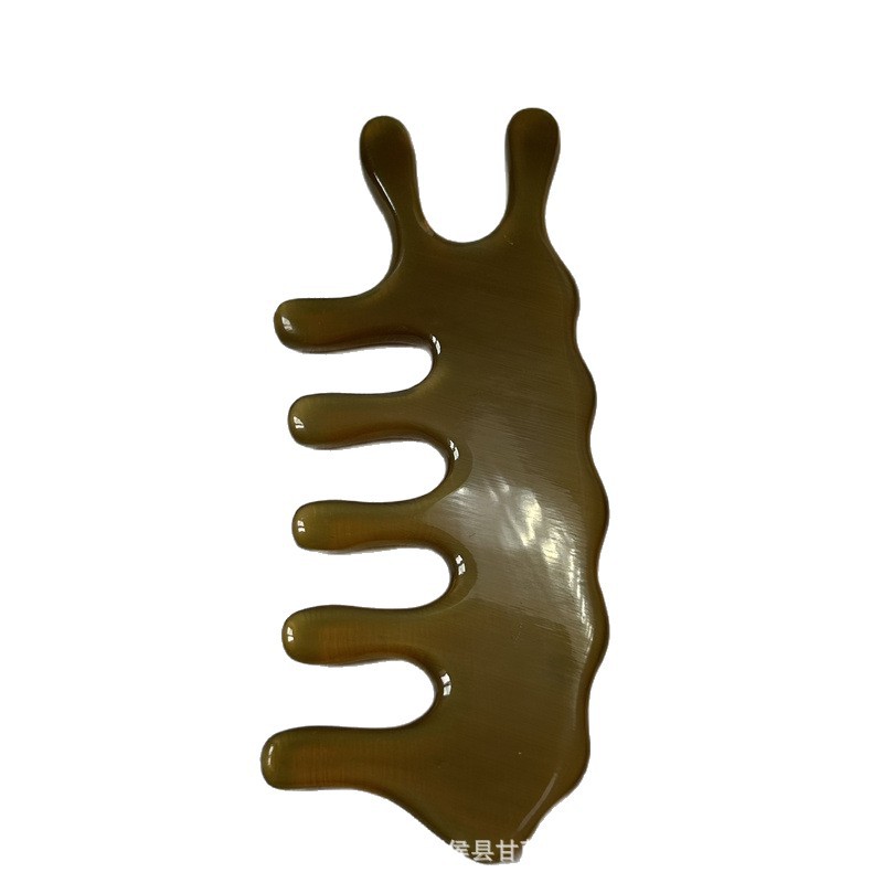 Horn Comb Scalp Massage Comb 5 Teeth Meridian Gua Sha Head Massager 10-15CM - Image 5