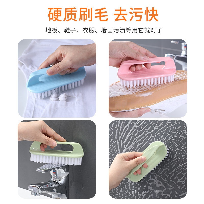 Soft Bristle Laundry Brush Pink Plastic Household Cleaning Brush for Clothes Shoes and Boards - Image 4