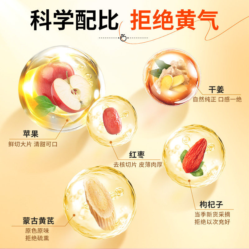 Apple Astragalus Herbal Tea Bags with Mai Dong Longan Red Date Goji Berry Flower Tea for Daily Wellness 25g - Image 3