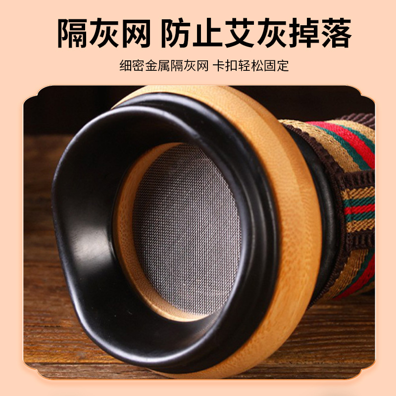 Handheld Bian Stone Moxa Burner Stainless Steel Moxibustion Box with Aged Moxa Stick 4.0x20cm for Home Warming Therapy - Image 3