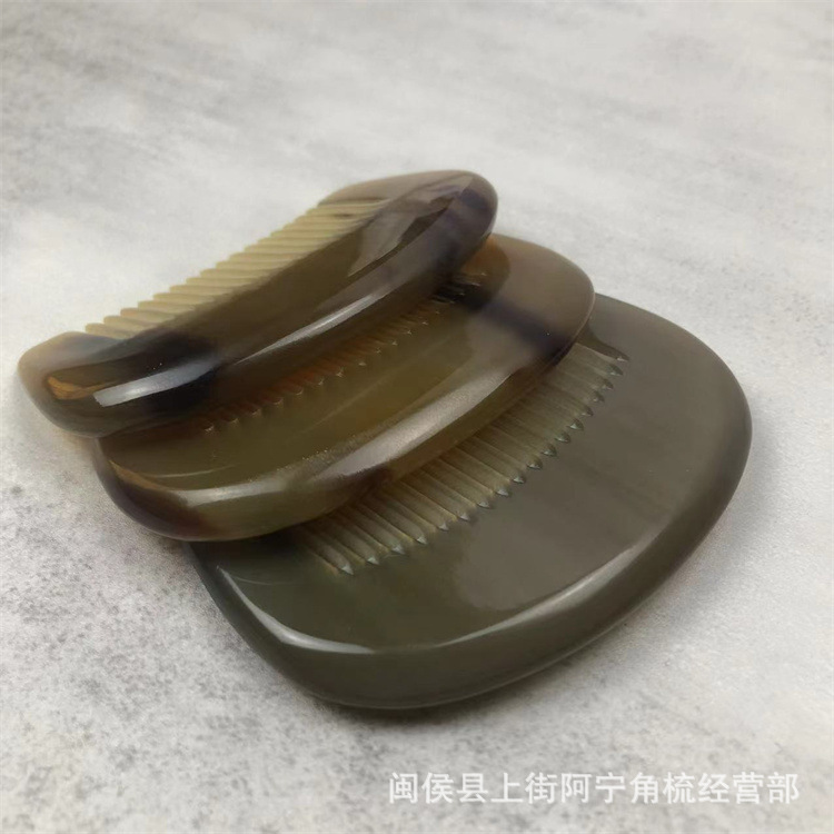 Natural Horn Comb Half Moon Guifei Comb 8cm x 5cm Baby Hair Brush for Gentle Daily Grooming - Image 4