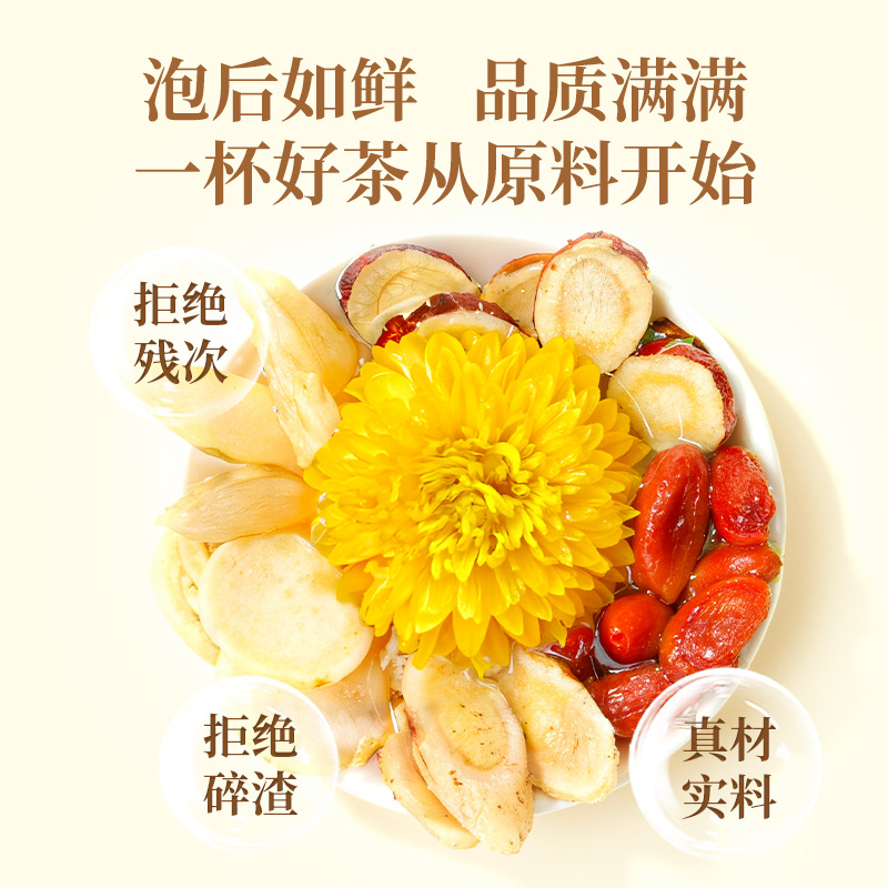 Yuanqi Ginseng Herbal Tea 8g x 10 Bags Astragalus Ophiopogon American Ginseng Goji Daily Wellness Brew - Image 4