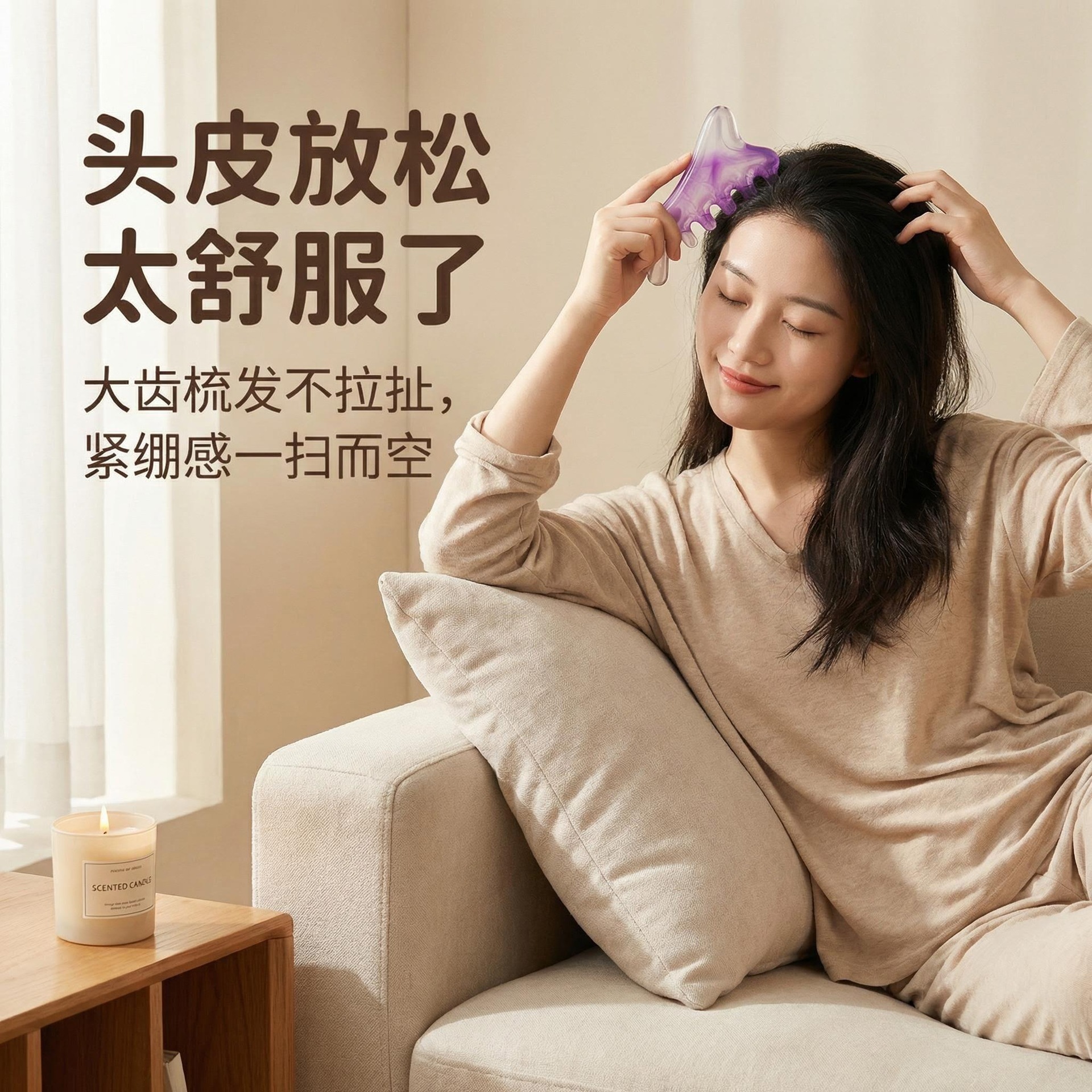 4 in 1 Acupoint Head Massage Comb Gua Sha Scalp Meridian Brush for Women Wellness - Image 3