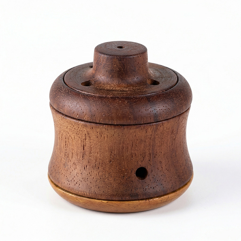 Walnut Wood Bian Stone Moxibustion Jar with Massage Gua Sha for Home Meridian Care and Warm Moxa Therapy - Image 5