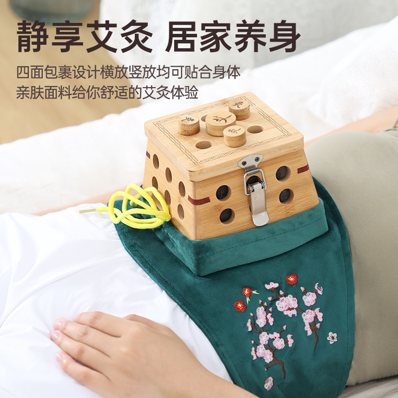 Bamboo Moxibustion Box with Smoke Filter Portable Moxa Warmer for Home Back Waist and Abdomen Use with 2 Aged Moxa Sticks - Image 4