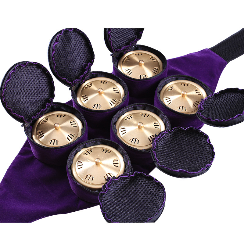 Smokeless Moxibustion Box Set 6 Piece Pure Copper Warming Device with Cloth Cover for Home Use - Image 4