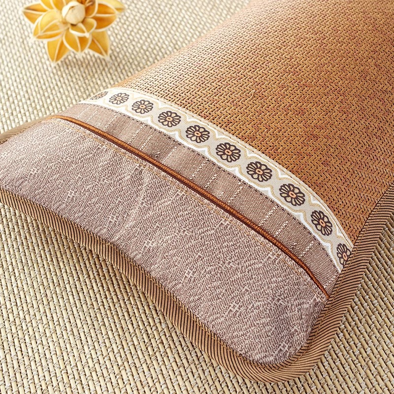 Tea Scented Buckwheat Pillow Cooling Summer Neck Support Pillow Rattan Style Cover 35x55cm Set of 2 - Image 2